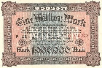 Banconota da un milione di marchi tedeschi nella Repubblica di Weimar