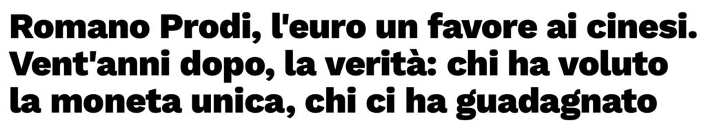 Romano Prodi, l'euro un favore ai cinesi
