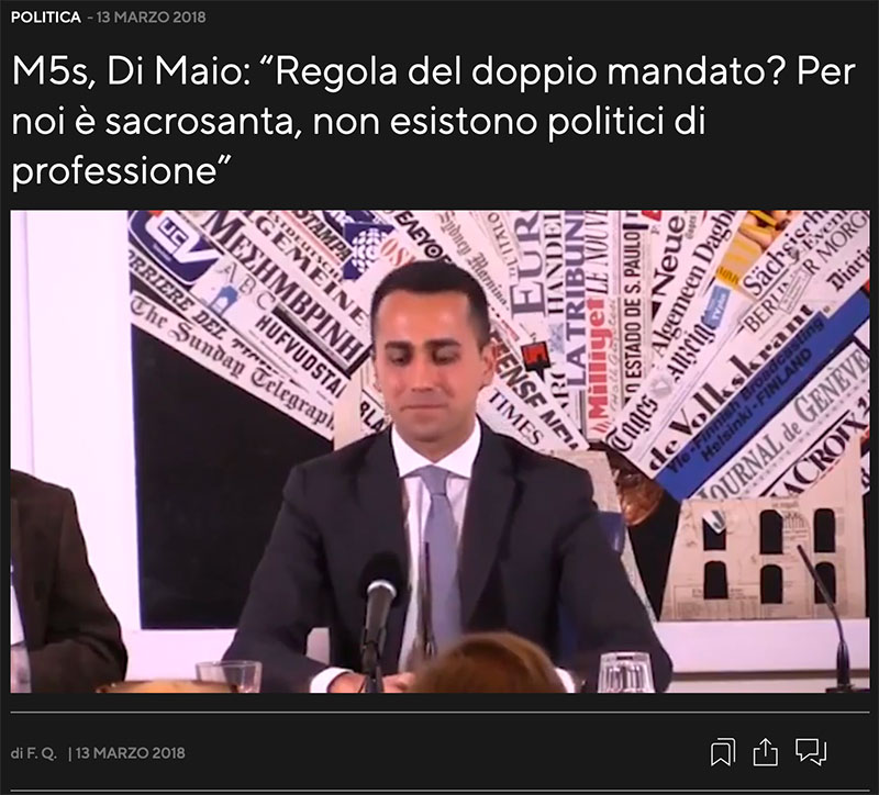 Di Maio: la regola sui due mandati non è in discussione