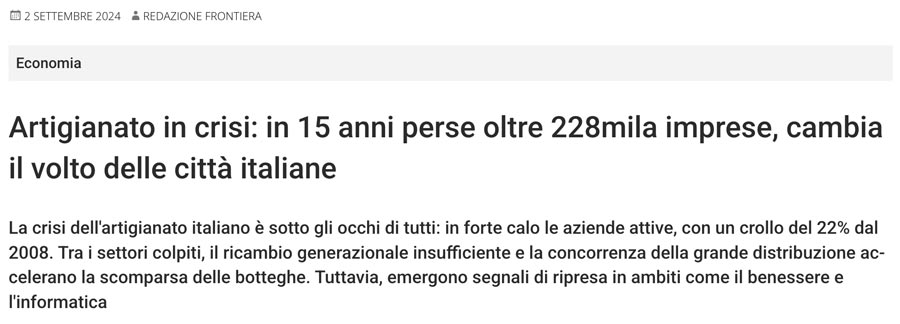 crisi dell'artigianato italiano