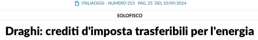 il piano Marshall di Draghi spiegato facile: la circolazione dei crediti di imposta