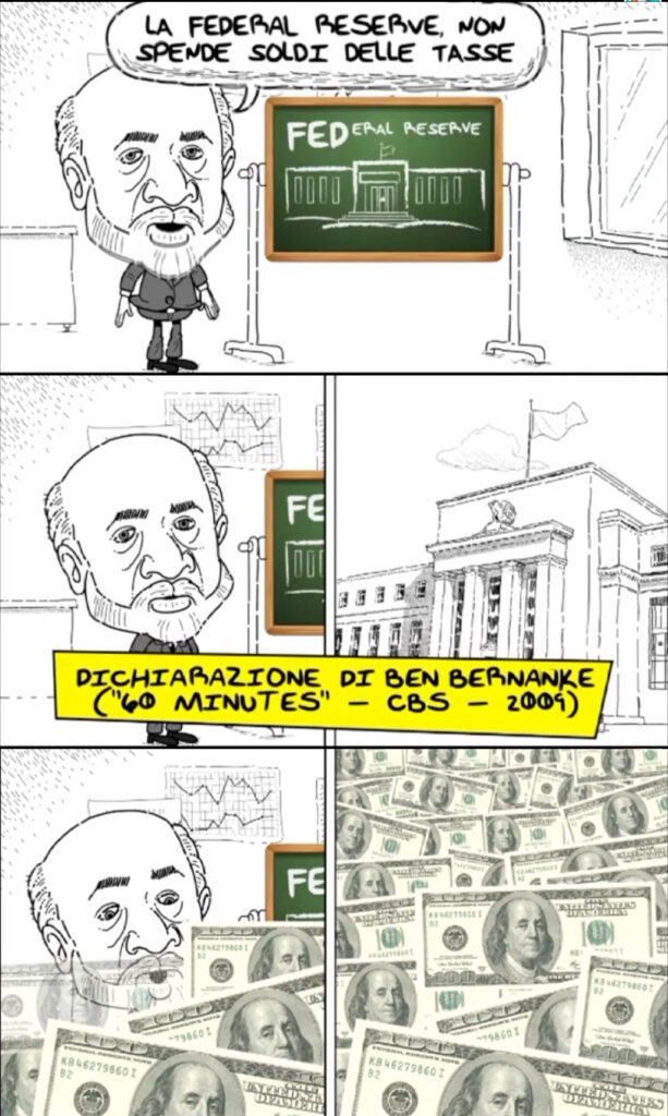 PIIGS - come la banca centrale americana stampa denaro dal nulla. Scena animata tratta dal film PIIGS realizzata da Costantino Rover - Roger99