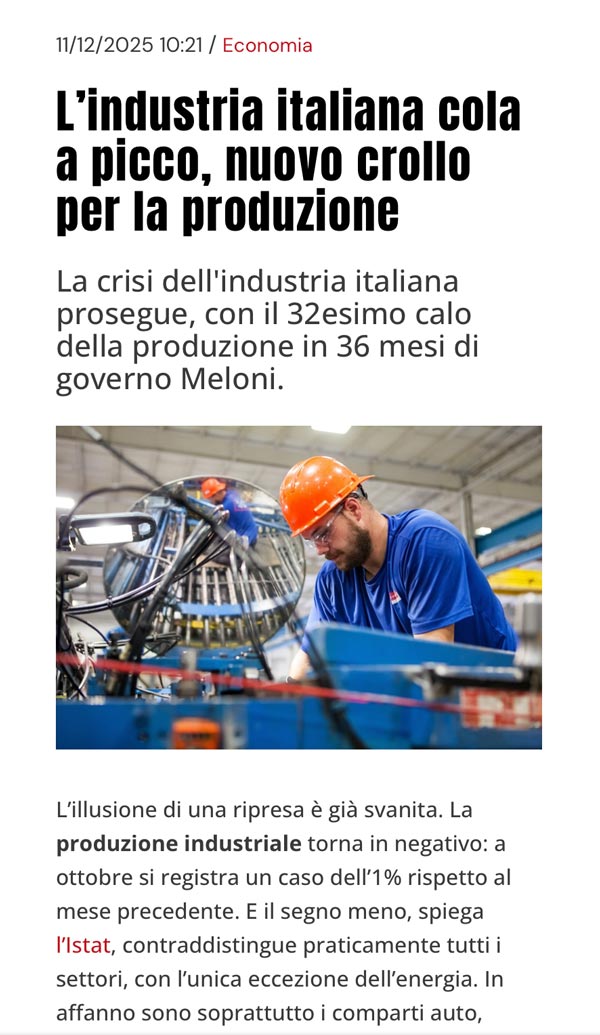 Milionari in Italia non contribuiscono a risollevare l'industria