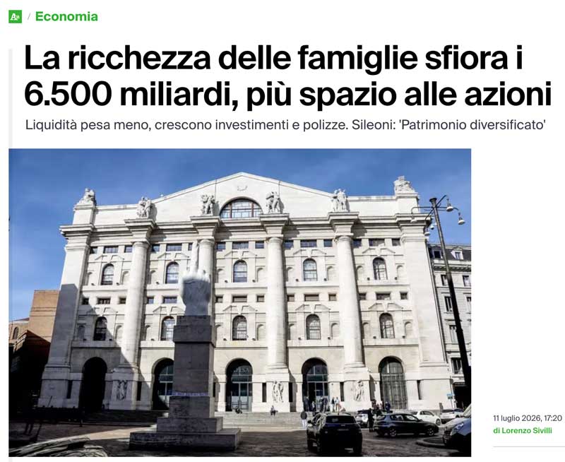 I risparmi delle famiglie italiane - dati aggiornati al 2026